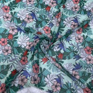 Renkli Yaprak Desenli Şifon