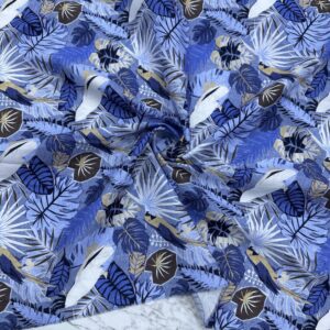 Tropikal Desen Pamuk Poplin Kumaş