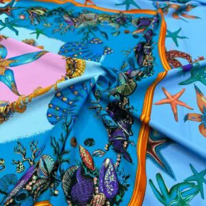 Versace Deniz Kabuğu Mavi Jorjet Krep Kumaş
