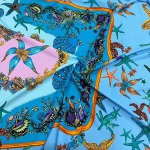 Versace Deniz Kabuğu Mavi Jorjet Krep Kumaş