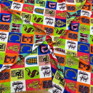Versace Marka Renkli Jorjet Krep Kumaş Versace Marka Renkli Jorjet Krep Kumaş