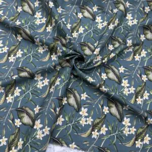 Yaprak Desenli Pamuk Poplin Kumaş