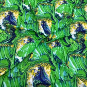 Gold Detaylı Özel Tasarım Desen Jorjet Krep Kumaş