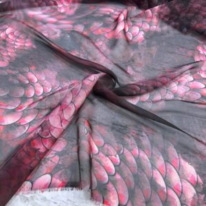 Pembe Desenli Şifon Kumaş