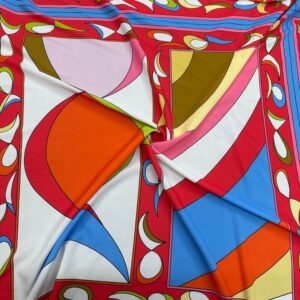 Renkli Geometrik Desen Jorjet Krep Kumaş