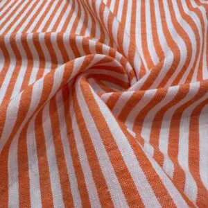 Turuncu Çizgili Keten Kumaş