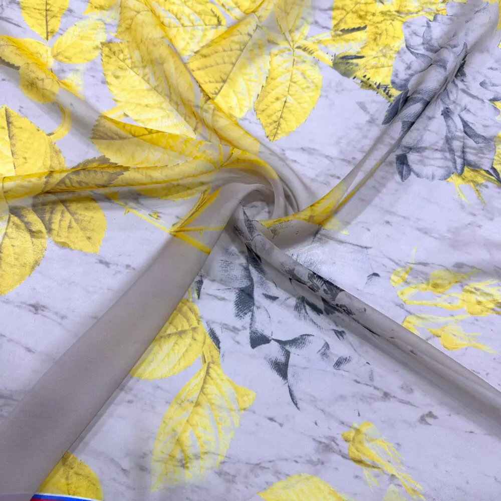 Sarı Çiçekli Şifon Kumaş Sarı Çiçekli Şifon Kumaş