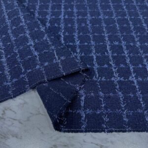 Simli Lacivert Şanel Kumaş