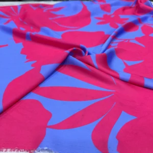 Fuşya Desenli Saten Kumaş