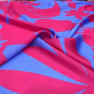 Fuşya Desenli Saten Kumaş