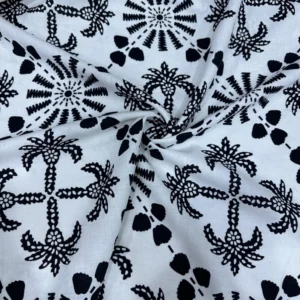 İşlemeli Georgette Desenli Ham Keten İşlemeli Georgette Desenli Ham Keten