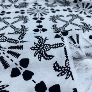 İşlemeli Georgette Desenli Ham Keten