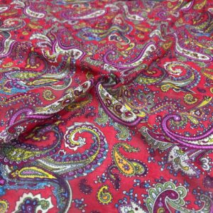 Kırmızı Şal Desen Tülbent Kumaş