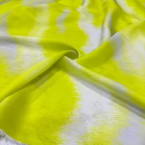 Neon Sarı Batik Desen Saten Kumaş