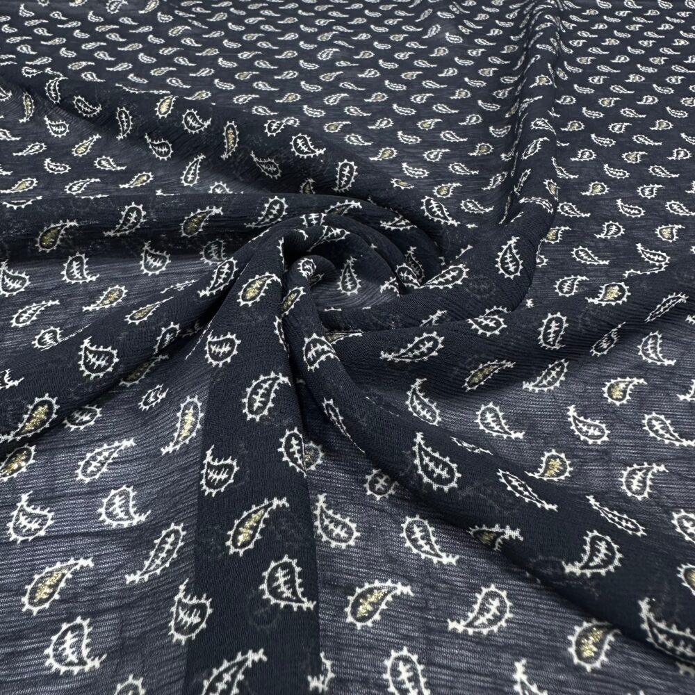 Siyah Şal Desen Şifon Kumaş Siyah Şal Desen Şifon Kumaş