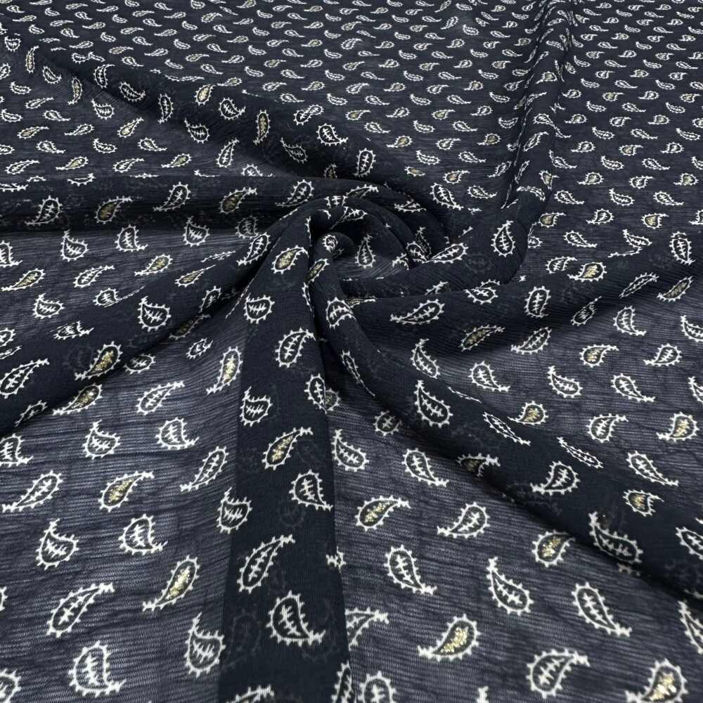 Siyah Şal Desen Şifon Kumaş Siyah Şal Desen Şifon Kumaş
