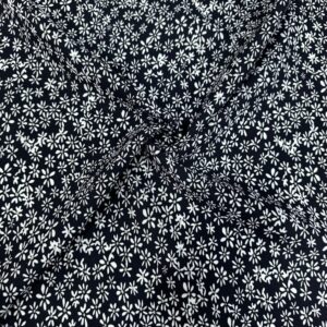 Siyah Çiçekli Viskon Kumaş