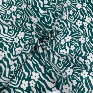 Yeşil Desenli Viskon Kumaş