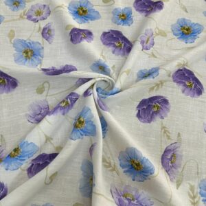 Gelincik Desen Özel Tasarım Keten Kumaş