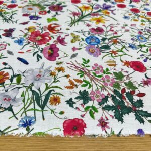 Renkli Çiçek Özel Tasarım Keten Kumaş