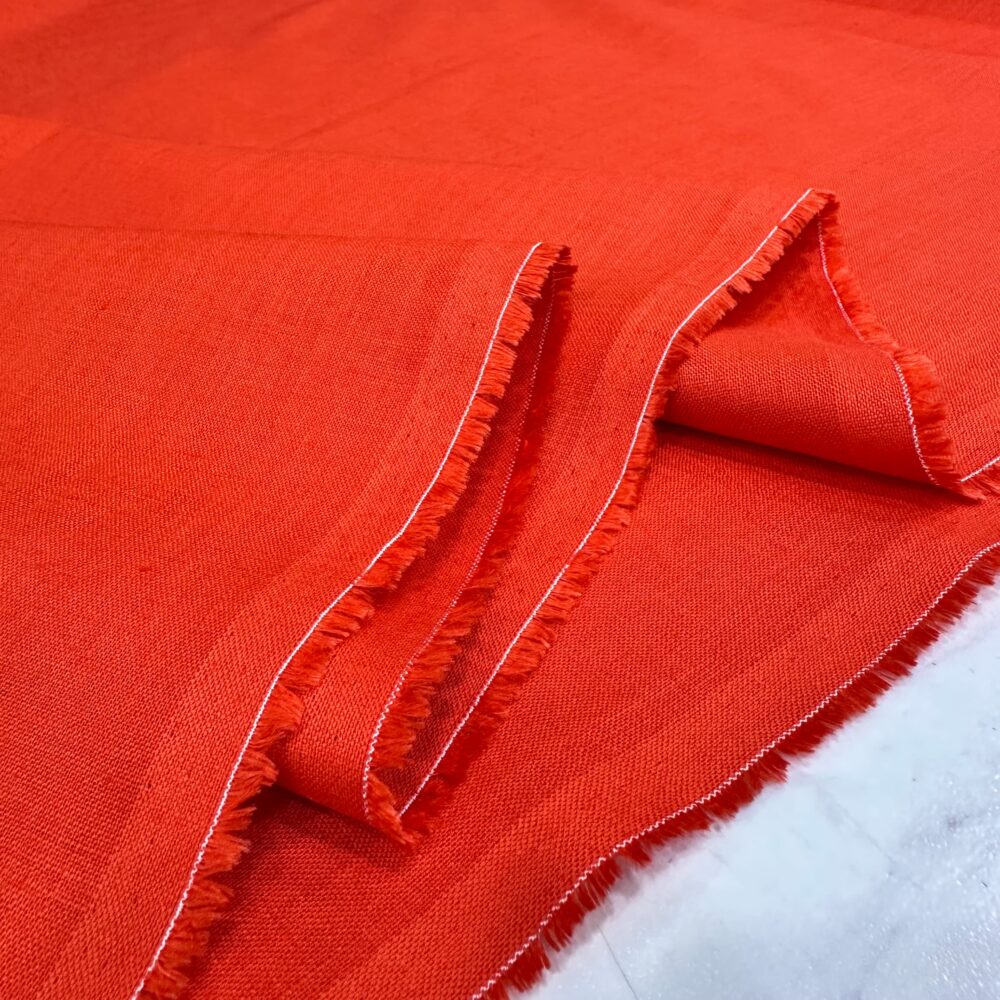 Nar Çiçeği Renk Ham Keten Kumaş