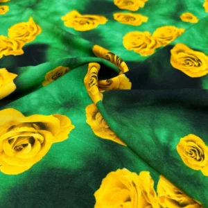 Sarı Gül Desen Viskon Kumaş Sarı Gül Desen Viskon Kumaş