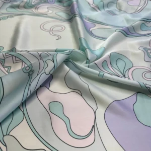 Su Yeşili Özel Tasarım Saten Kumaş