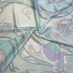 Su Yeşili Özel Tasarım Saten Kumaş