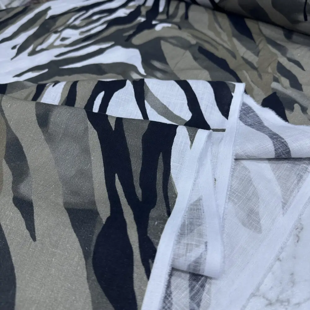 Kamuflaj Desen Ham Keten Kumaş