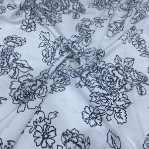Beyaz Çiçek Desenli Tensel Kumaş
