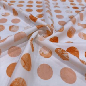 Turuncu Puantiye Desen Pamuk Poplin Kumaş