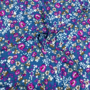 Mavi Çıtır Desenli Pamuk Viskon Kumaş