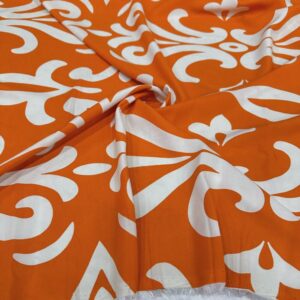 Turuncu Desenli Pamuk Viskon Kumaş