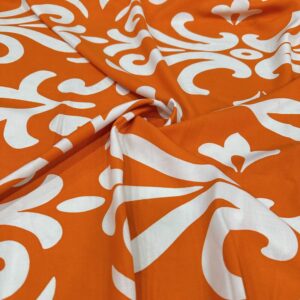 Turuncu Desenli Pamuk Viskon Kumaş