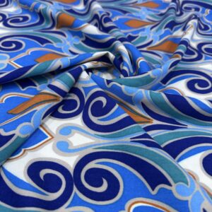 Mavi Etnik Desenli Pamuk Viskon Kumaş