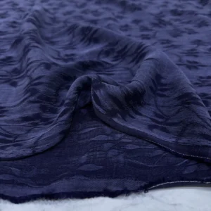 Lacivert Desenli İpek Cupra Kumaş