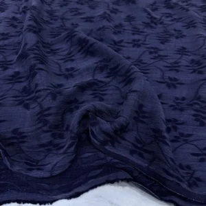 Lacivert Desenli İpek Cupra Kumaş