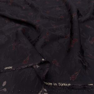 Acı Kahve Çiçek Desenli Jakar Kumaş