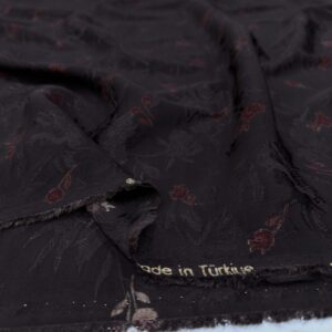 Acı Kahve Çiçek Desenli Jakar Kumaş