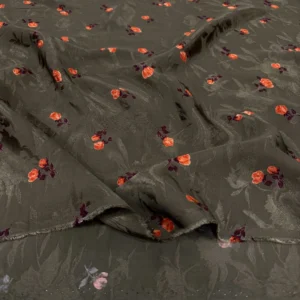 Haki Çiçek Desenli Jakar Kumaş Haki Çiçek Desenli Jakar Kumaş