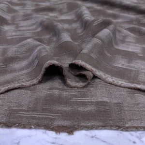 Kahve Desenli İpek Cupra Kumaş