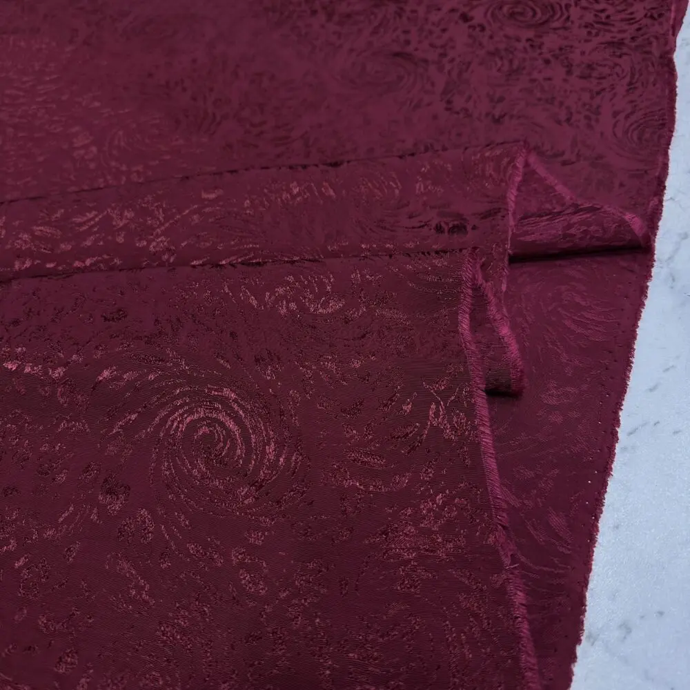 Bordo Desenli Jakar Kumaş