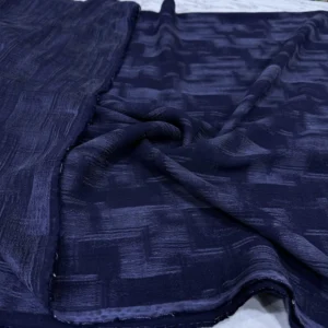 Lacivert Desenli İpek Cupra Kumaş