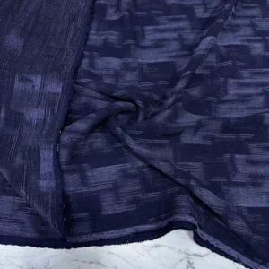 Lacivert Desenli İpek Cupra Kumaş